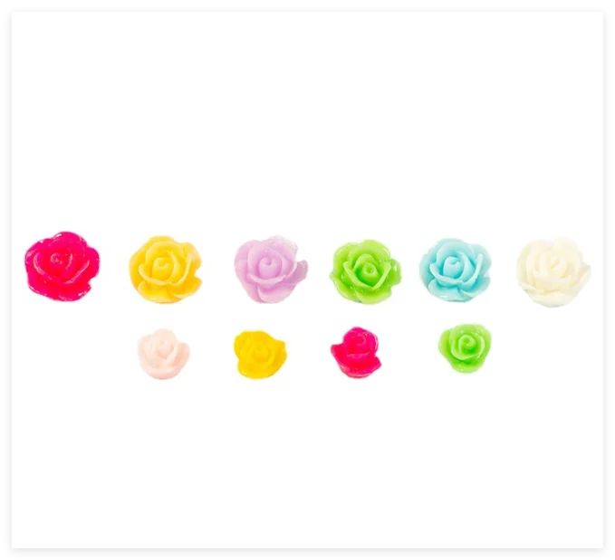 1CM and 0.6cm Diy Phone Decor Scrapbooking Small Charms Polymer Clay 3D Resin Rose Flower Flatback Playdough & Slime Cabochons