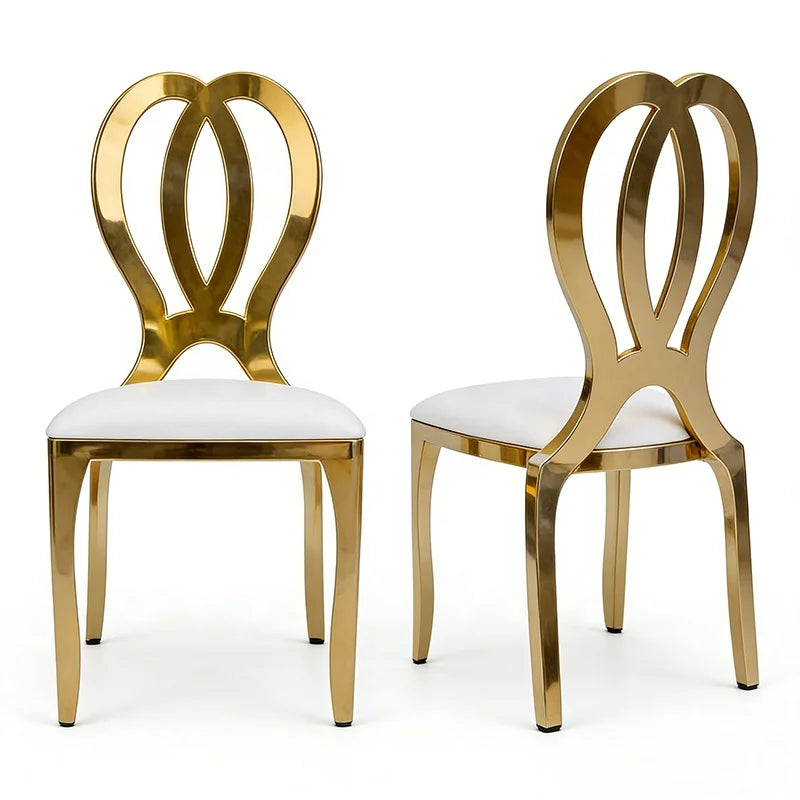 Traditional Elegant Gold Dining Chair Restaurant Cafe Butterfly Stainless Steel Metal Hotel Banquet Furniture for Wedding Events