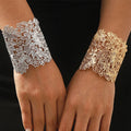 KAIMEI 2025 New Arrival Fashion Jewelry Boutique Luxury Cold Leaf Handmade Bracelets Wide Edge Hollow Lace Open Flower Bangle