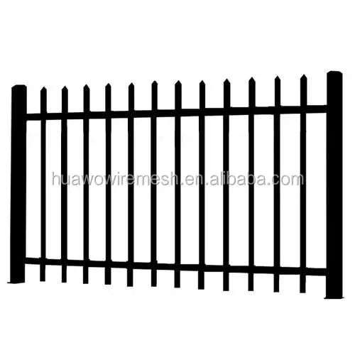 4ft Height Wrought Iron Fence Rail Power Coated Steel Driveway Gates Home Security Heat Treated Wood Rodent Proof ECO FRIENDLY