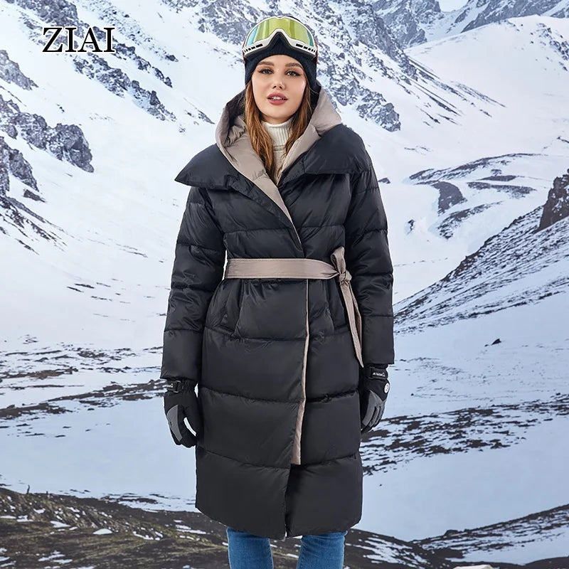 Down Jackets Women Thicken Clothes Overcoat Lace-up Women Winter Overcoat Ladies Winter Jackets