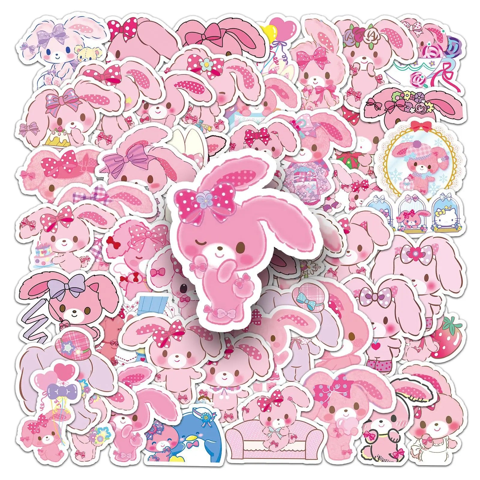 50PCS Japanese Cute Bunny Girly Decals Cartoon pink Rabbit Stickers