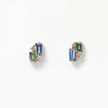 LOZRUNVE Sterling Silver 925 Delicate Blue Sapphire Baguette Small Stud Earring