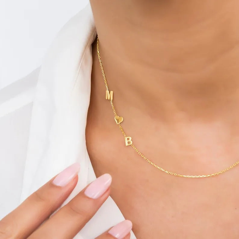 Dropshipping Custom Sideways Initial Name Necklace Stainless Steel Personalized Jewelry Minimalist Letter Name Plate Necklace