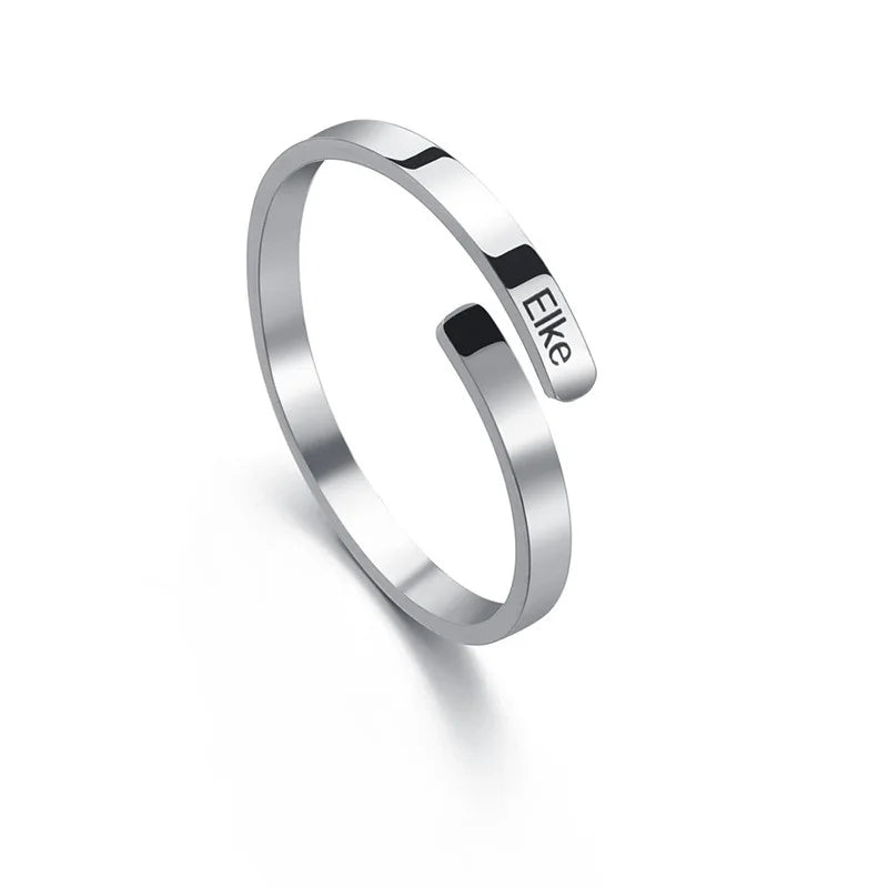 Personality Women Birthday Jewelry Ring Custom Laser Printing Gold Silver Rose Gold Plated Stainless Steel Gift Ring for Ladies