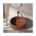New Design Special Red Color Oval Fluted groove Shape Countertop Artificial Stone Basin Bathroom Hand Face Wash Sink Lavabo