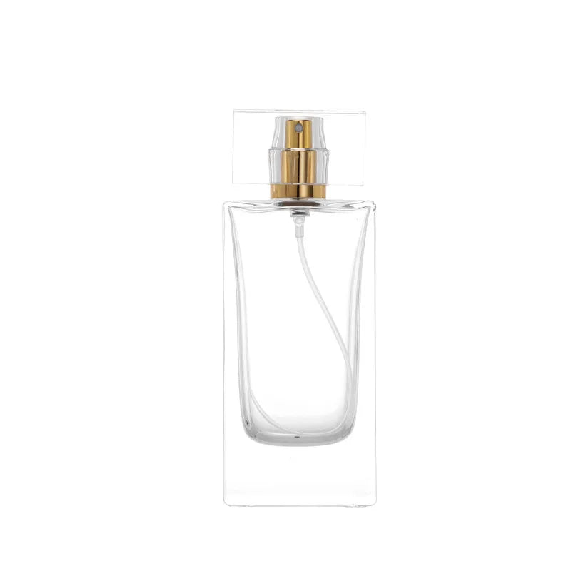 High Rectangle Clear 30ml 50ml Crimp Perfume Glass Bottle Quality Thick Clamp Parfum Bottle