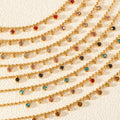 MC299 Wholesale 18K Gold Plated Stainless Steel Jewelry Colored Zircon Necklaces Multi Color Round Bead Pendant Women Necklaces
