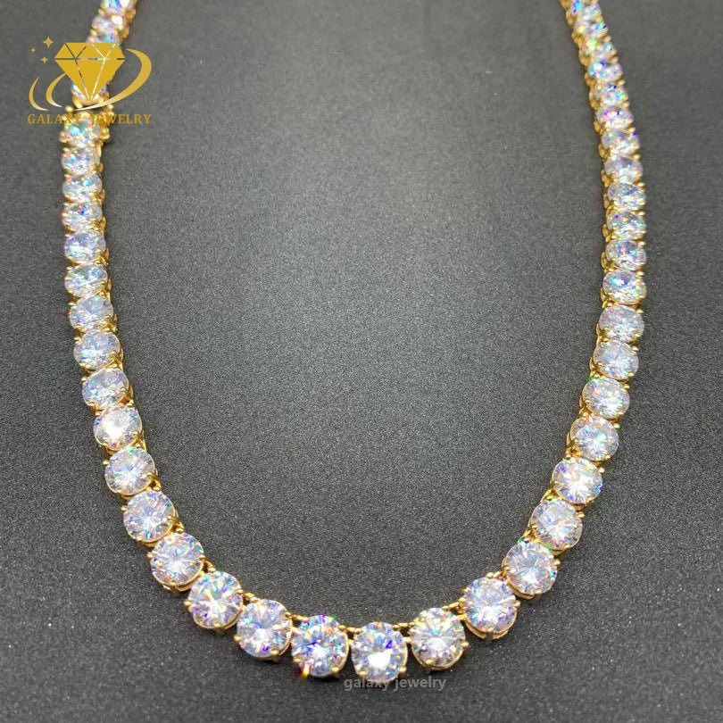 Designer 6.5mm Vvs Lab Moissanite 925 Silver Diamond Big Iced Out 10k 14k Gold Plated Tennis Chain Set Bracelet Necklace Mens