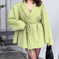 Boutique Wholesale 2025 Autumn New Style French Fashion Lapel Loose Tie Waist Short Women's Suit