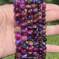 AsVrai U 6-10mm Natural Rose Blue Tiger Eye Stone Beads Round Loose Beads for Jewelry Making Findings DIY Bracelet Wholesale
