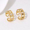 Trendy Daisy Flower Jewelry 18K Gold Plated Geometric Black and White Enamel Finger Rings for Women