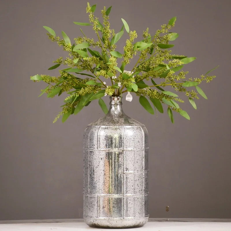 M246 Eucalyptus Silk Artificial Seeded Branches Green Leaf Willow Seeded Stems Floral Flower Home Wedding Decorative Plants