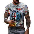 Fitspi Men's T-shirt Vintage 3d Printed Tshirt Contrast Color Personality Casual Summer Men's Oversized T-shirt