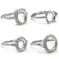 Sterling Silver Semi Mount Ring Empty Frame Blank Support Base Holder Setting S925 Mountain Without Center Stone for DIY Inlay