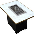 Commercial Outdoor Korean Smokeless Barbecue Table Hot Pot Mesh Electric Grill Table 3600W Built-In for Restaurant