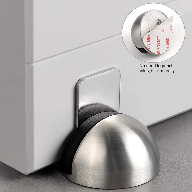 Half Moon Rubber Door Stopper Stainless Steel Black Floor Mounted Door Stops