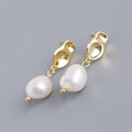 Fashion 925 Sterling  Silver Irregular Baroque Freshwater Pearl Dangling Pearl Stud Earring for Women Jewelry