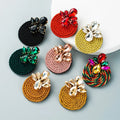 Autumn and Winter Style Exaggerated Diamond Earrings Hand-Wound Alloy Geometric Glass for Weddings and Parties