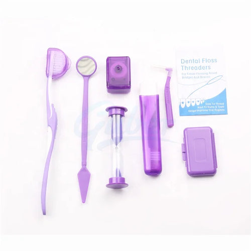*Dentist Cleaning Mix Color Ortodoncia Care Teeth Braces Brush Purple Ortodoncia Travel Bag Orthodontic Cleaning Kit