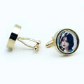 High Quality Gold Plated Photo Cufflink Clip Set Custom Logo Button Photo Holder Display for French Shirt Wedding Party Gifts