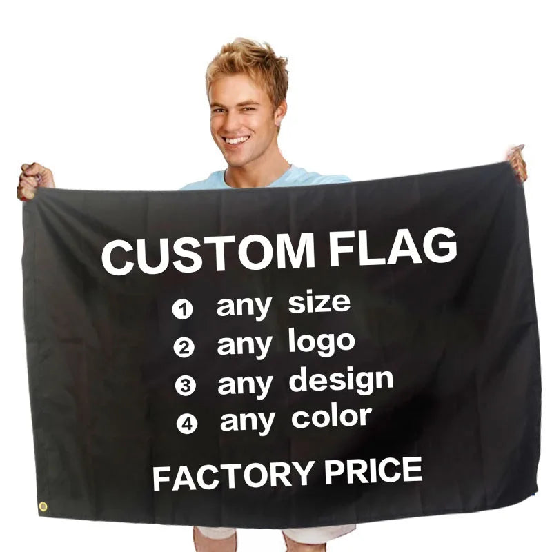 Custom Logo Digital Printing 3X5 Ft Double-Sided Polyester Football Team Flags Banner Custom Print Business Silk Car Flag