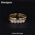 Starsgem Women Jewelry 10K Gold 3mm Round Lab Grown Diamond Band Wedding Ring Set