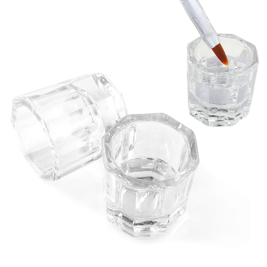 1pcs Professional Glass Nail Cup Dappen Dish Clear Bowl Nail Powder Holder Container Equipment Tools Box