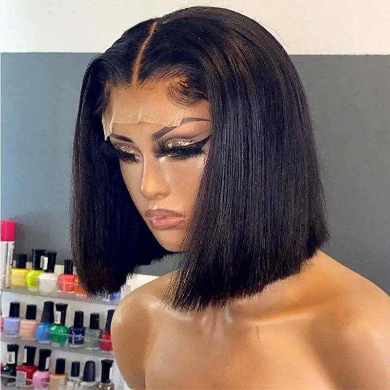 Raw Silky Straight Short Bob HD Lace Wigs 100% Brazilian Virgin Human Hair Peruvian Bob Swiss 4x4 13x4 Hd Lace Front Wig Vendor