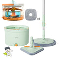 Homettler Flat Mop with Bucket Dry/Wet Cleaning Spin and Go Mop Decontamination Separation Wash Floor Rotating Squeeze Mops