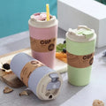 Portable  OEM logo Eco Friendly Travel Wheat Straw Fiber Hot Water Bottle Coffee Cup Mug