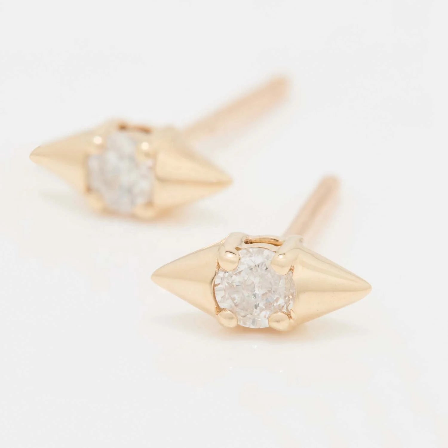 LOZRUNVE 925 Sterling Silver Gold Plated Solitaire Diamond CZ Trendy Mini Spike Stud Earring