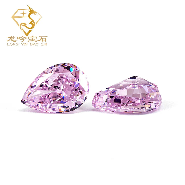 Junyuan Gems New Arrival High Quality 5A Cz Stones Aquamarine Pink Pear Shape Crushed Iced Cutting Cubic Zirconia Stone
