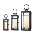 Large Black Stainless Steel Candle Lantern Garden Hanging Metal Candle Holder Home Outdoor Empty Lanterns for Candle