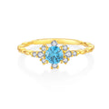 QX Custom Oem Fine Luxury Fine Jewelry Women 925 Sterling Silver 18k Gold Plated 8A Blue Cubic Zirconia Wedding Rings