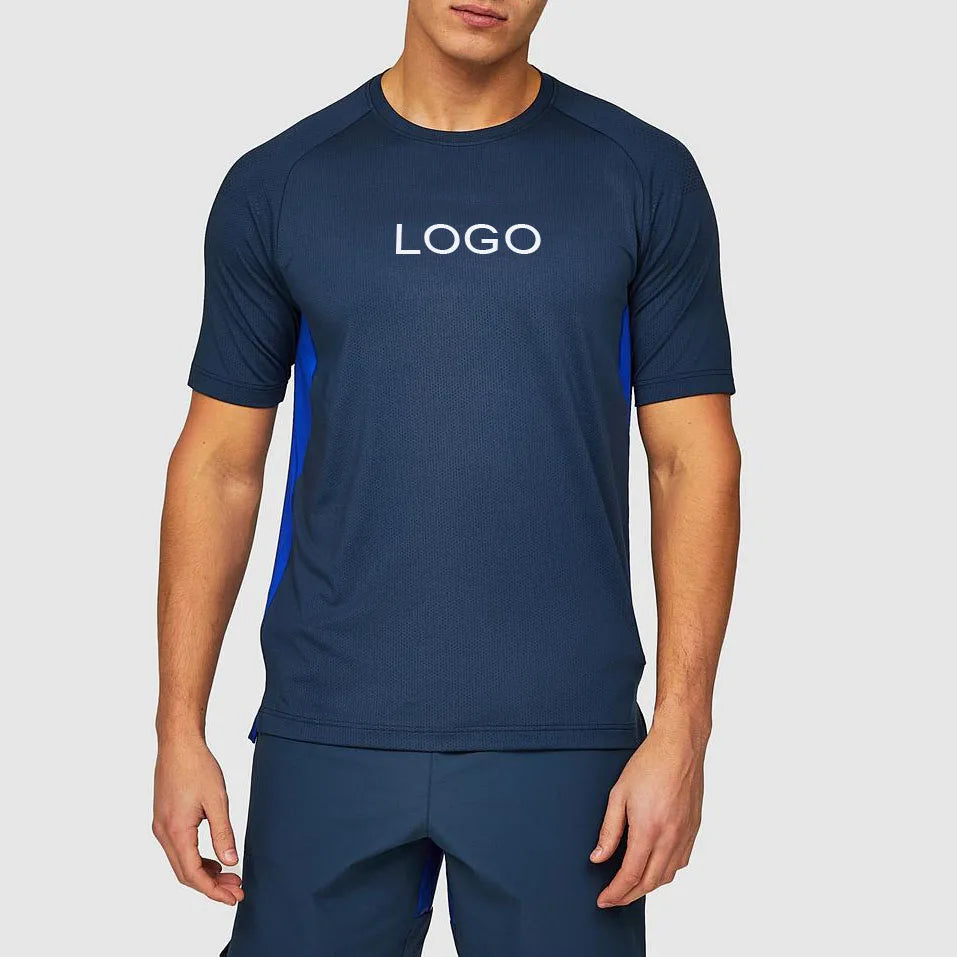 OEM Custom Design Color Block Quick Dry Breathable Raglan Sleeves Sports Tee Gym Workout T Shirts for Men