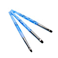 YALIXIN 3 Pcs Blue Sea Wave Acrylic Handle Gel UV Nail Art Set Synthetic Hair Flat Oval Nail Brush Crimped Professional Manicure