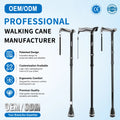 Elegant Stylish Rehaescort Aluminum Adjustable Folding Retractable Sword Cane for Disabled 158KG Load Capacity 145-195cm Height