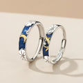 Silver Plated Couple Ring for Wedding Lotus Pond Moonlight Couple Rings for Men Women Open Adjustable Ring Valentine's Day Gift