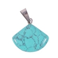 Huiying Chinese blue turquoise pendant sector shape gem stone necklace jewelry