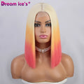 Dream Ice's Wholesale Great Quality Fast Shipping Heat Resistant 14'' Straight Colored Synthetic Lace Front Wigs
