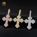 48 Hour Ship Out VVS Moissanite Hip Hop Jewelry Cross Iced Out Pendant 925 Silver Moissanite Pendant With 316L Rope Chain