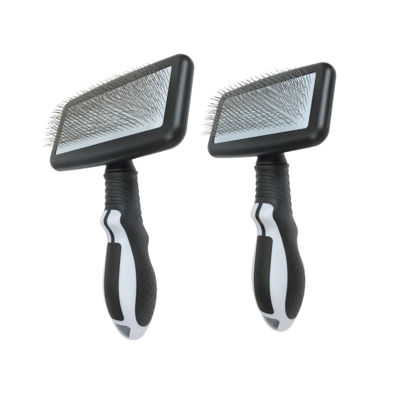 Pet Dematting and Deshedding Brush Dog Grooming Slicker Wire Brush with Comfortable and Easy to Use Handle