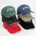 Wholesale Western Style Shabby Unisex Embroidery Denim Baseball Cap Gold Copper Buckle Common Vintage Los Angeles Unstructured