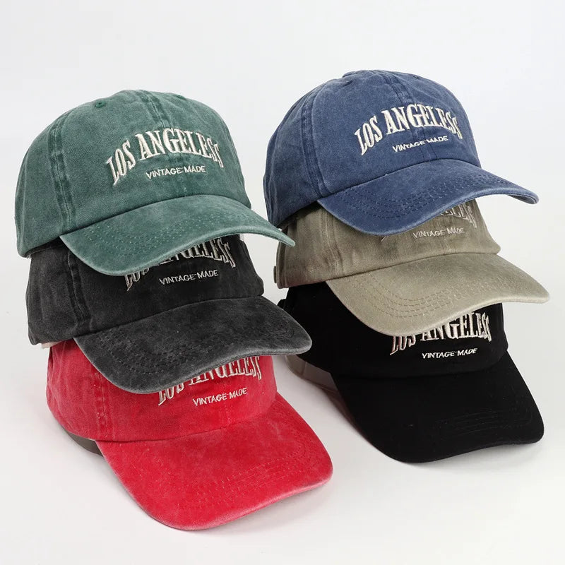 Wholesale Western Style Shabby Unisex Embroidery Denim Baseball Cap Gold Copper Buckle Common Vintage Los Angeles Unstructured