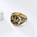 Double-headed Chunky Eagle Gothic Designer Rings Anka Cross Vintage Rings for Men Non Tarnish Water Proof Jewelry