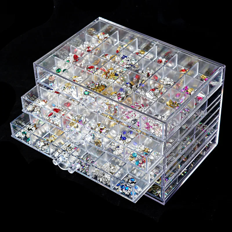 120 Grids Clear Storage Box Rhinestone Crystal Drawer Case for Nail Art Decoration Accessories Nail Supplies