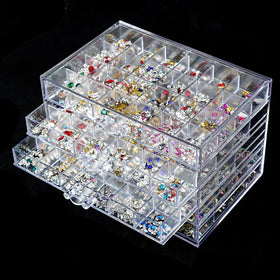 120 Grids Clear Storage Box Rhinestone Crystal Drawer Case for Nail Art Decoration Accessories Nail Supplies