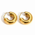 Wholesale 18K Gold Plated Stainless Steel Temperament Geometric Chunky C Shaped Hoop Earrings