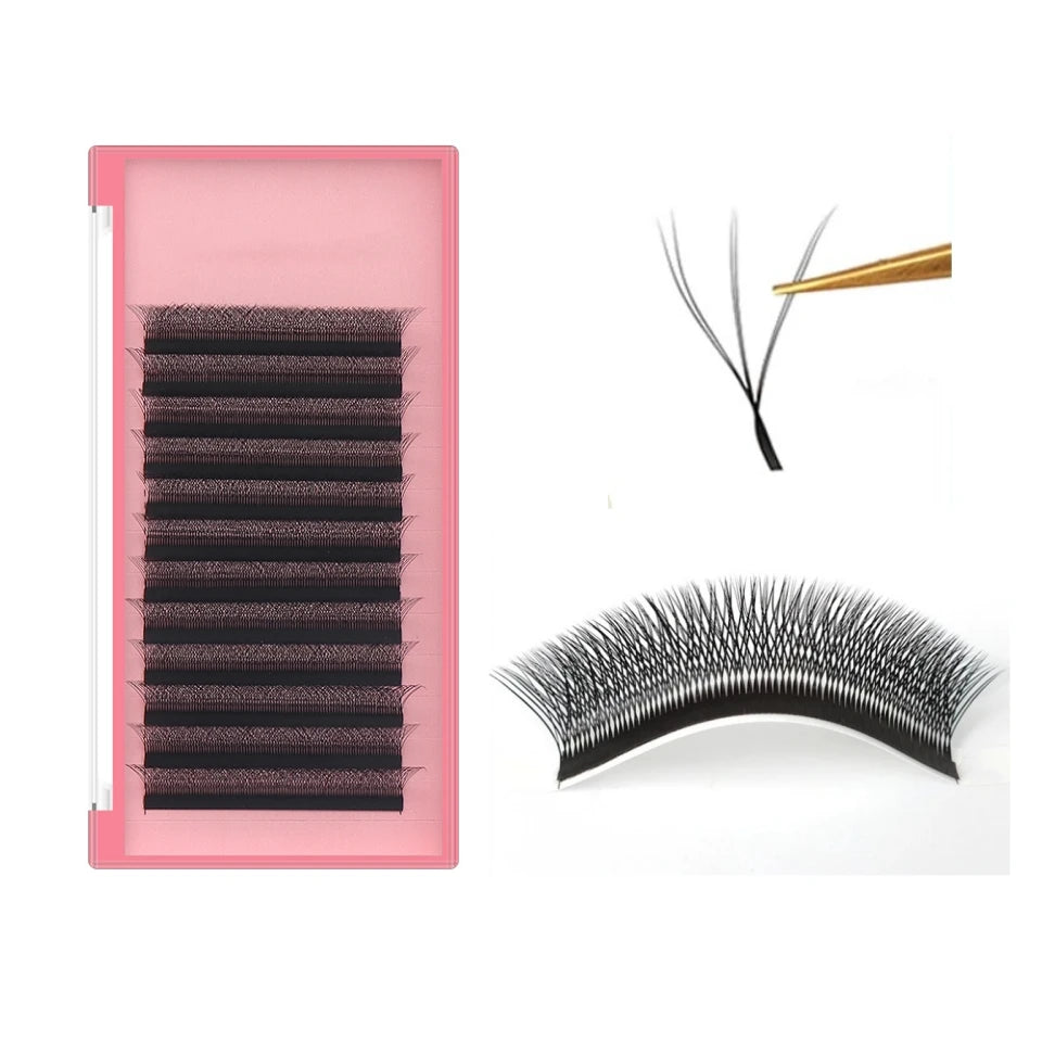 Private Label Lash Extensions W Shape Volume Eyelash Extension Individual False Eyelashes 3W Weave Clover Lashes